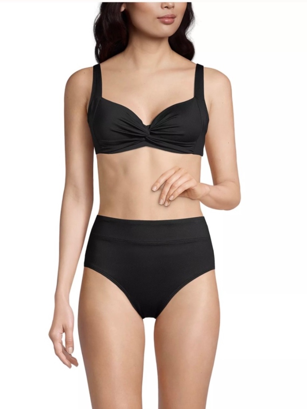 Black Twist Front Underwire Bikini Swimsuit Top 34D